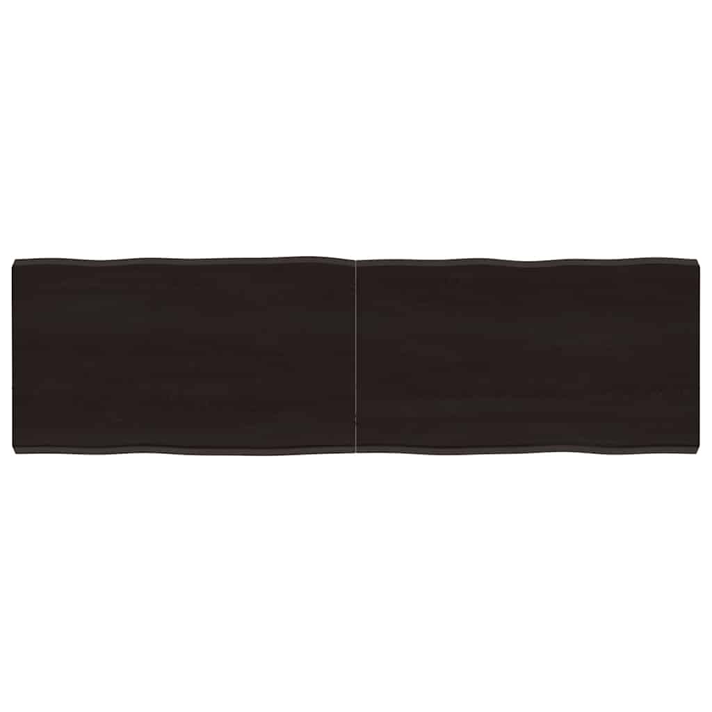 Vidaxl tafelblad natuurlijke rand 140x40x(2-4)cm eikenhout donkerbruin