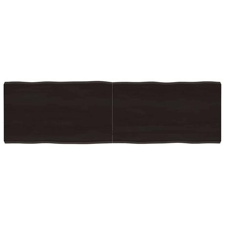 Vidaxl tafelblad natuurlijke rand 140x40x(2-4)cm eikenhout donkerbruin