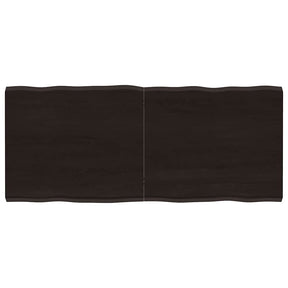 Vidaxl tafelblad natuurlijke rand 140x60x(2-4)cm eikenhout donkerbruin