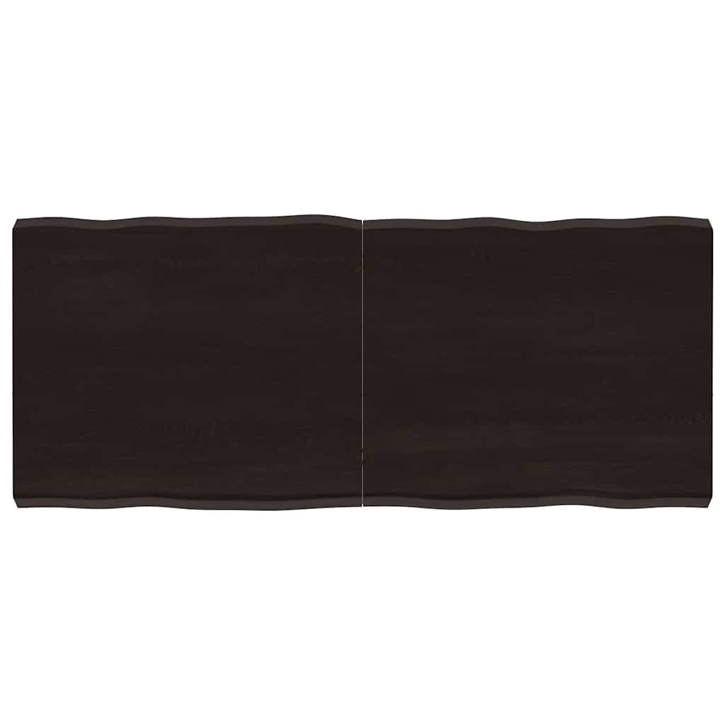 Vidaxl tafelblad natuurlijke rand 140x60x(2-6)cm eikenhout donkerbruin