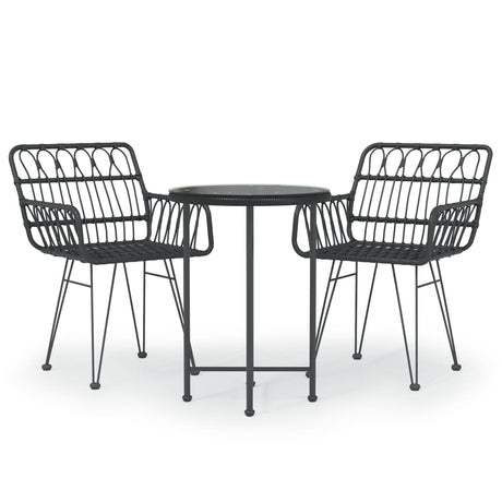 Vidaxl 3-delige tuinset poly rattan zwart