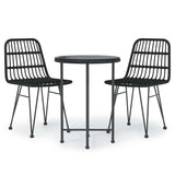 Vidaxl 3-delige tuinset poly rattan zwart