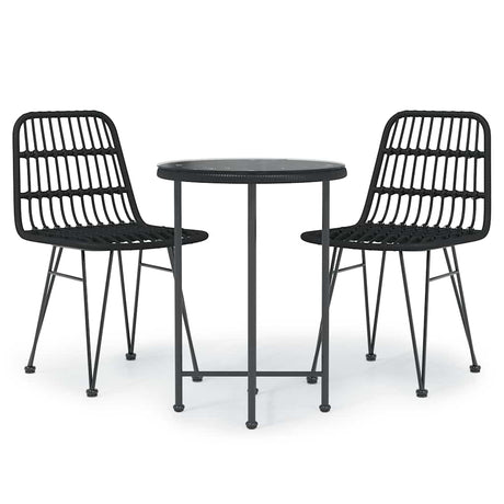 Vidaxl 3-delige tuinset poly rattan zwart