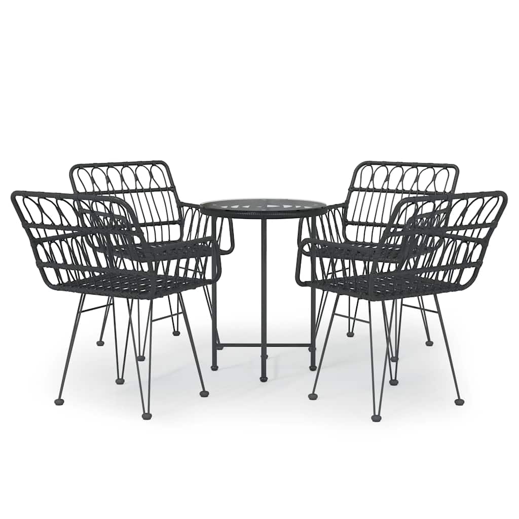 Vidaxl 5-delige tuinset poly rattan zwart