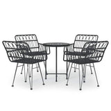 Vidaxl 5-delige tuinset poly rattan zwart