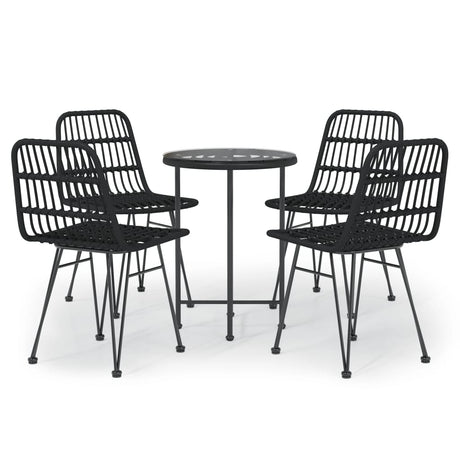 Vidaxl 5-delige tuinset poly rattan zwart