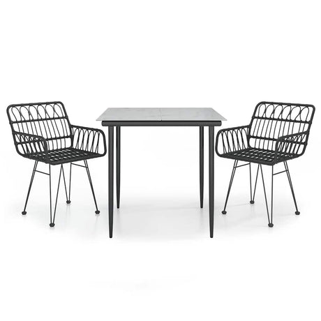 Vidaxl 3-delige tuinset poly rattan zwart
