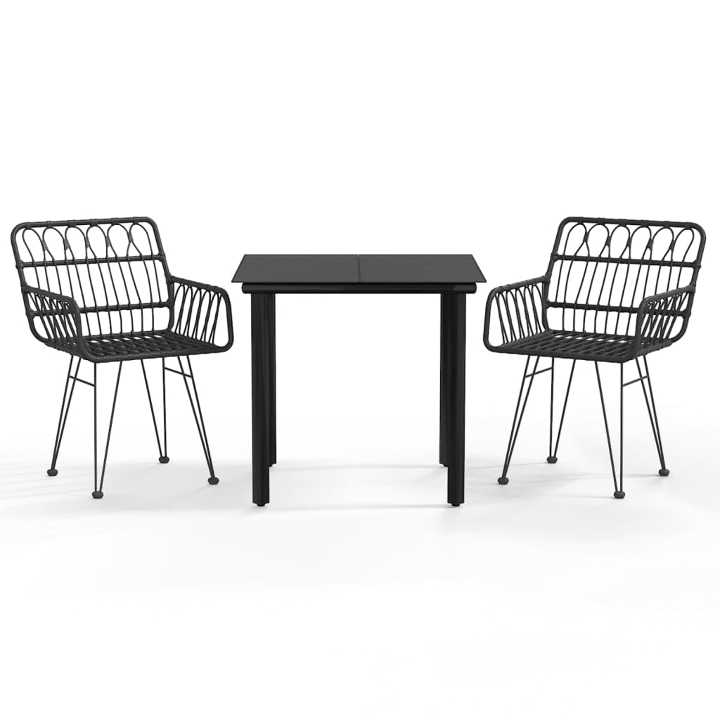 Vidaxl 3-delige tuinset poly rattan zwart