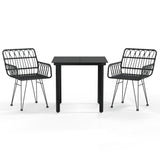 Vidaxl 3-delige tuinset poly rattan zwart