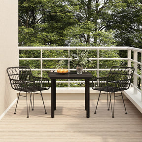 Vidaxl 3-delige tuinset poly rattan zwart