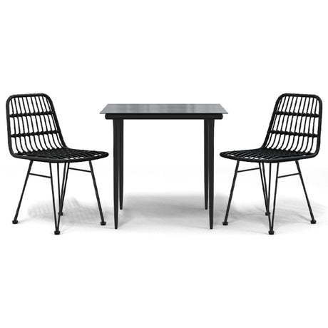 Vidaxl 3-delige tuinset poly rattan zwart
