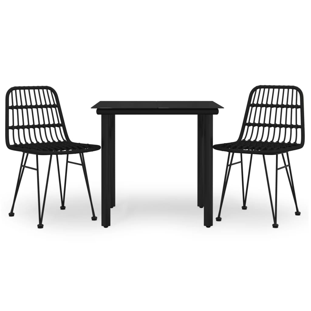 Vidaxl 3-delige tuinset poly rattan zwart