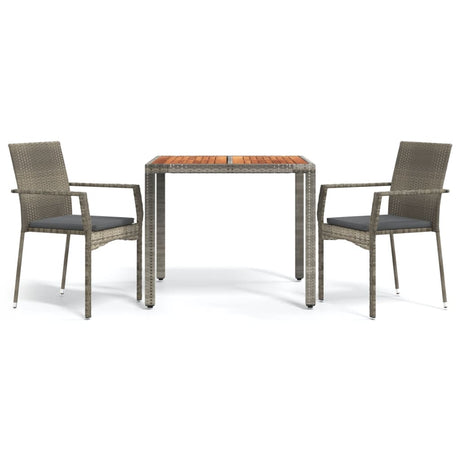 Vidaxl 3-delige tuinset met kussens poly rattan grijs