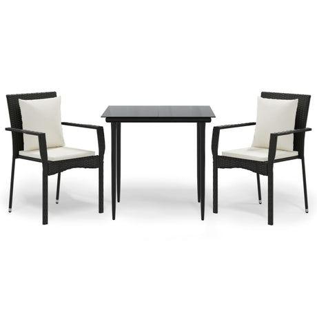 Vidaxl 3-delige tuinset met kussens poly rattan zwart