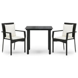 Vidaxl 3-delige tuinset met kussens poly rattan zwart