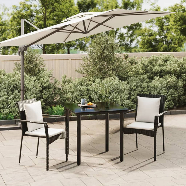 Vidaxl 3-delige tuinset met kussens poly rattan zwart