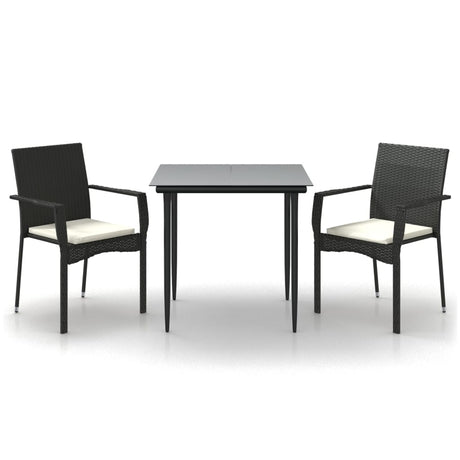 Vidaxl 3-delige tuinset met kussens poly rattan zwart