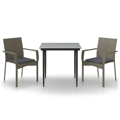 Vidaxl 3-delige tuinset met kussens poly rattan zwart en grijs