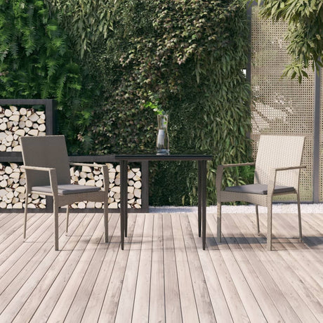 Vidaxl 3-delige tuinset met kussens poly rattan zwart en grijs
