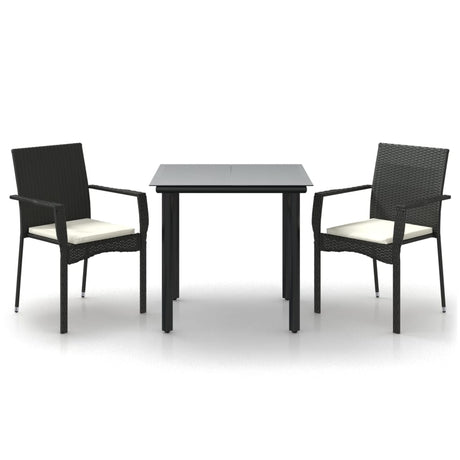 Vidaxl 3-delige tuinset met kussens poly rattan zwart