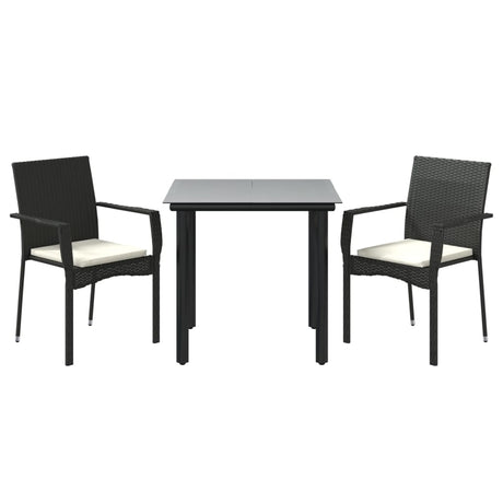 Vidaxl 3-delige tuinset met kussens poly rattan zwart