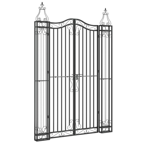 Brama Vidaxx 121x8x180 cm z kutego żelaza w kolorze czarnym