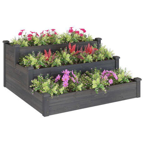 Podniesiona donica Vidaxx 120x120x56 cm z litego drewna sosnowego w kolorze szarym