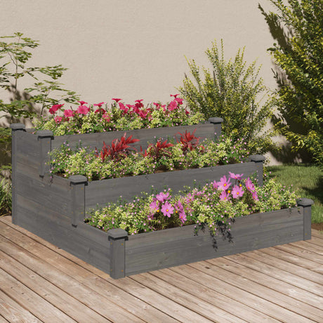 Podniesiona donica Vidaxx 120x120x56 cm z litego drewna sosnowego w kolorze szarym