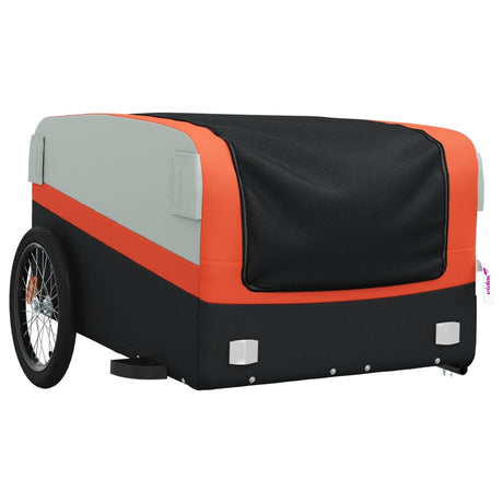 Vidaxl Rower Trailer 45 kg żelaza czarna i pomarańczowa