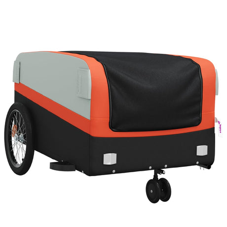 Vidaxl Rower Trailer 45 kg żelaza czarna i pomarańczowa
