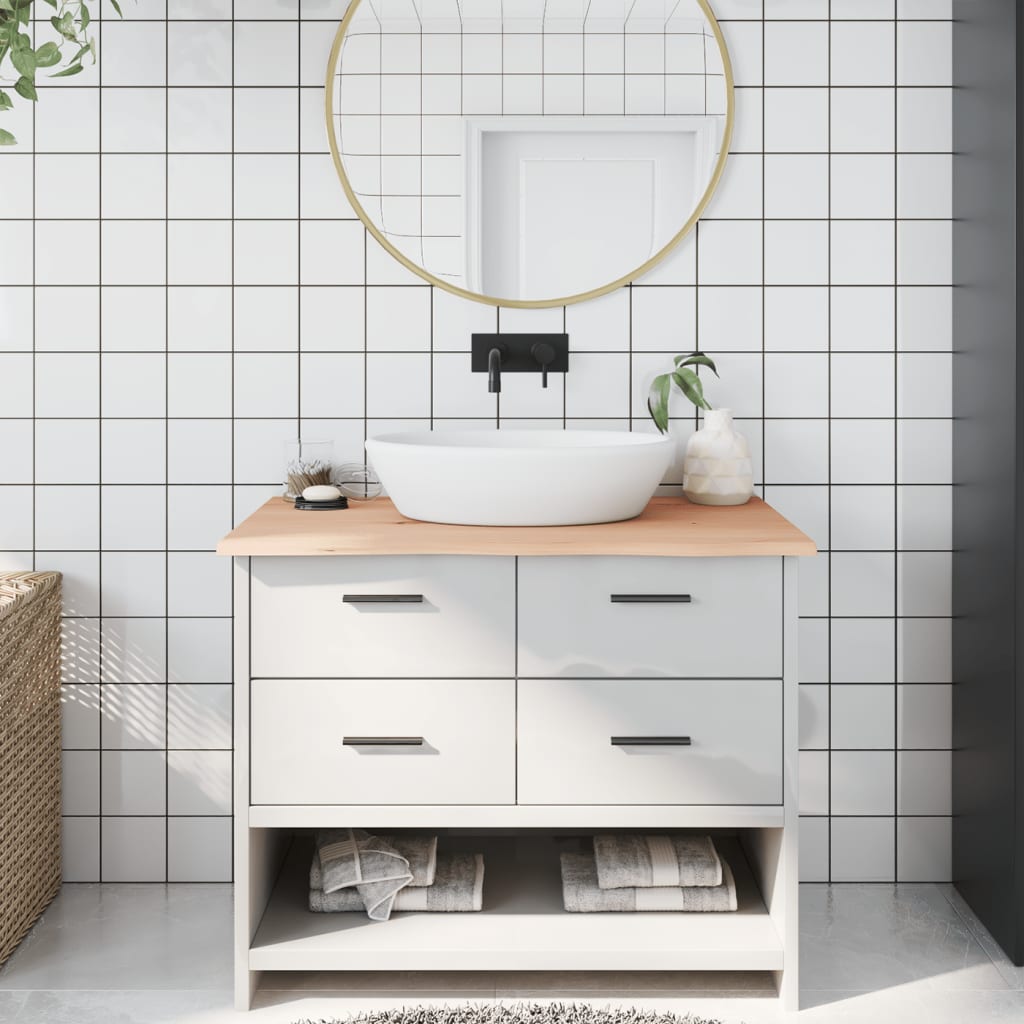 Blat umywalki Vidaxx 100x50x2 cm z litego drewna, surowego