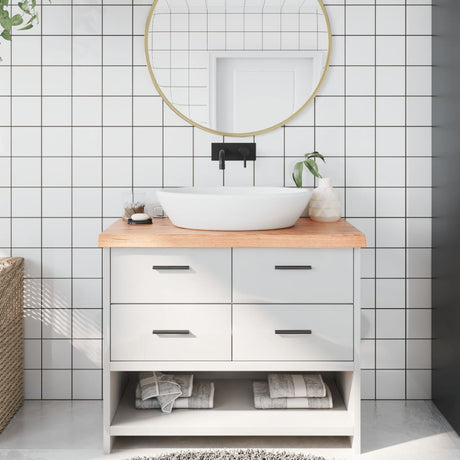 Blat umywalki Vidaxx 100x40x (2-6) cm z litego drewna impregnowanego w kolorze jasnobrązowym