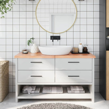 Blat umywalki Vidaxx 140x40x (2-4) cm z litego drewna impregnowanego w kolorze jasnobrązowym