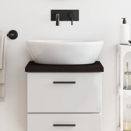 Blat umywalki Vidaxx 40x30x (2-4) cm z litego drewna poddanego obróbce w kolorze ciemnobrązowym