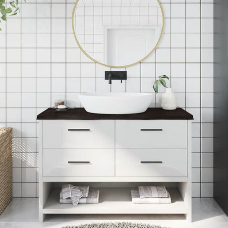 Blat umywalki Vidaxx 120x50x (2-4) cm z litego drewna poddanego obróbce w kolorze ciemnobrązowym