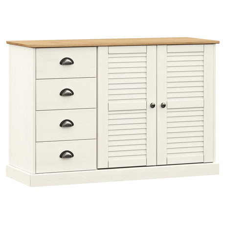 Vidaxl dressoir met lades vigo 113x40x75 cm massief grenenhout wit
