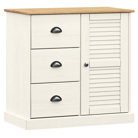 Vidaxl dressoir met lades vigo 78x40x75 cm massief grenenhout wit