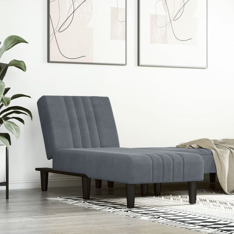 Vidaxl chaise longue fluweel donkergrijs