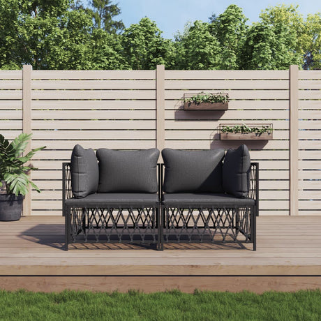 Vidaxl 2-delige loungeset met kussens staal antracietkleurig