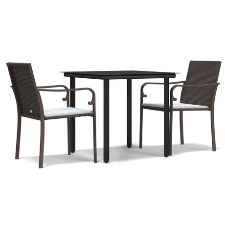 Vidaxl 3-delige tuinset met kussens poly rattan en staal