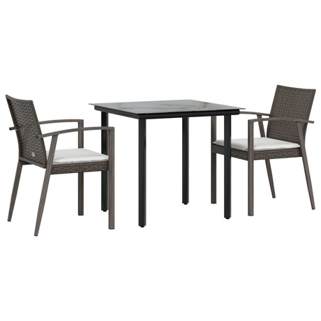 Vidaxl 3-delige tuinset met kussens poly rattan en staal