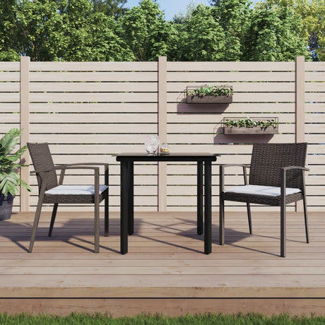 Vidaxl 3-delige tuinset met kussens poly rattan en staal