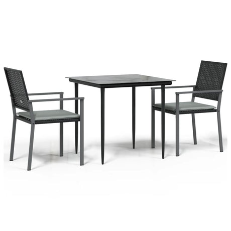 Vidaxl 3-delige tuinset met kussens poly rattan en staal