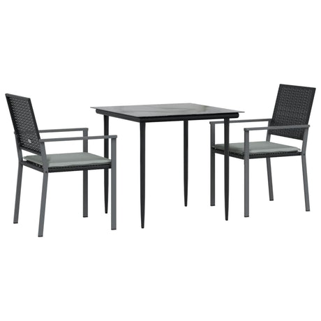 Vidaxl 3-delige tuinset met kussens poly rattan en staal