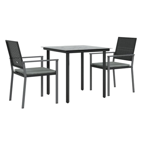 Vidaxl 3-delige tuinset met kussens poly rattan en staal