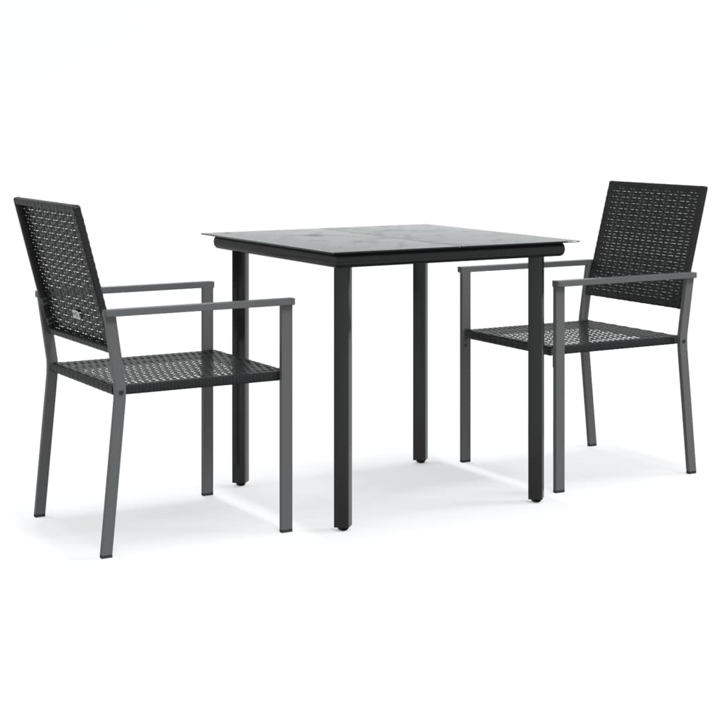 Vidaxl 3-delige tuinset met kussens poly rattan en staal