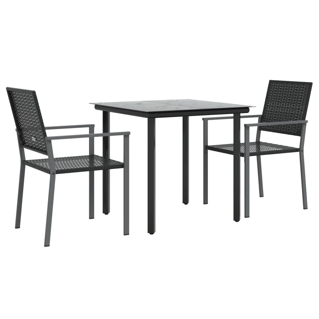 Vidaxl 3-delige tuinset met kussens poly rattan en staal