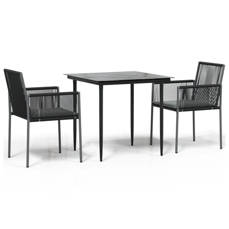 Vidaxl 3-delige tuinset met kussens poly rattan en staal zwart