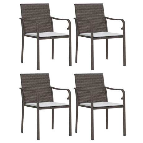 Vidaxl tuinstoelen 4 st met kussens 56x59x84 cm poly rattan bruin