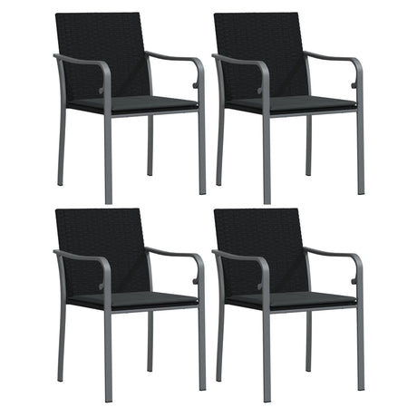 Vidaxl tuinstoelen 4 st met kussens 56x59x84 cm poly rattan zwart